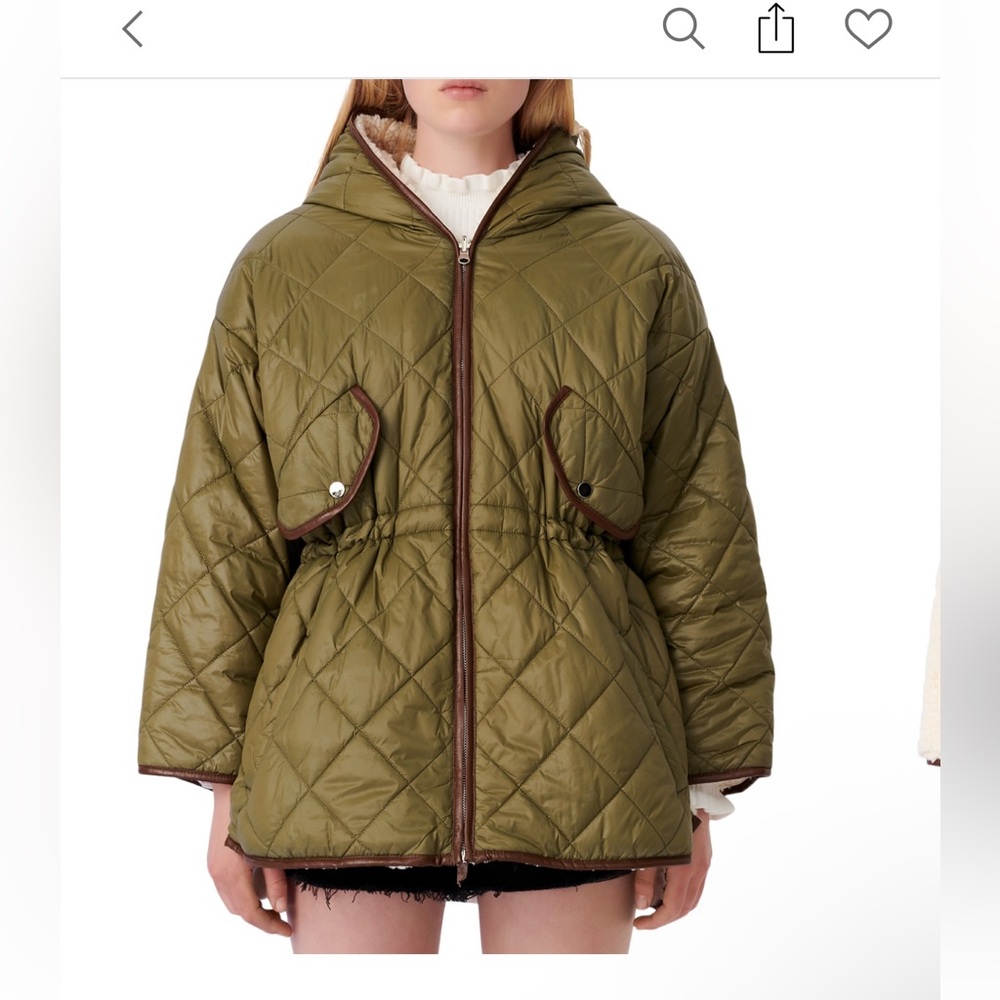 Maje Olive Green Quilted Puffer Coat